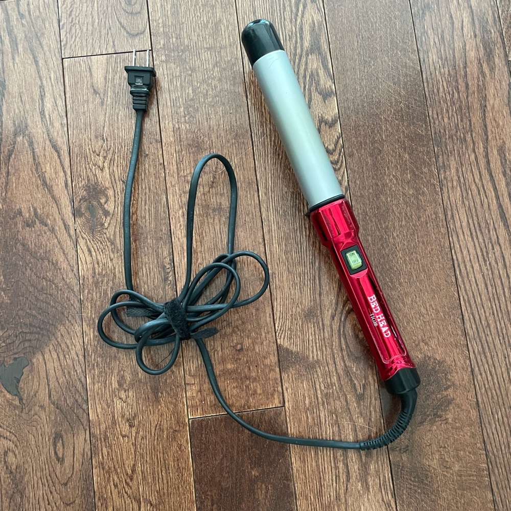 BedHead Red and Silver Curling Wand - Ceramic Barrel Hair Styler